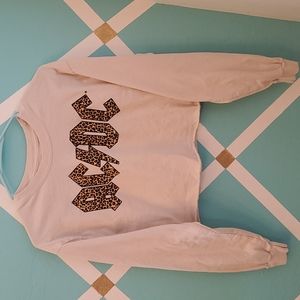 ACDC Tan Long-sleeved Cheetah lettered croptop